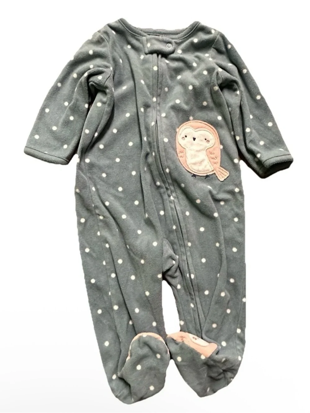 Baby Girl Footie Pajamas Fleece Cotton 2 Way Zipper Size 3-6 Months
